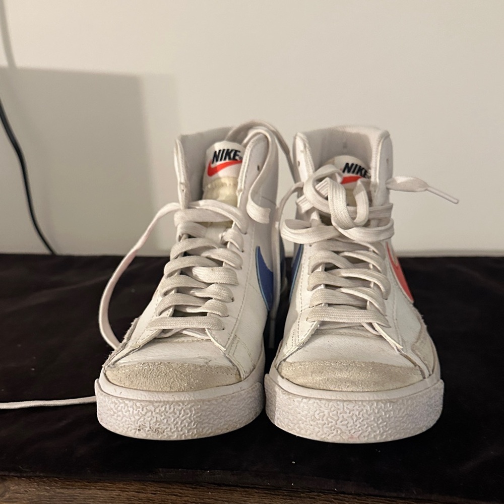 Nike White Sneakers with Red and Blue Details